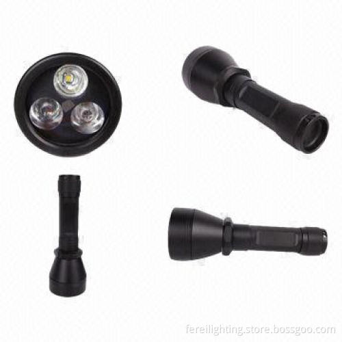 Scuba underwater torch light, even beam for underwater photography, red and white beam available